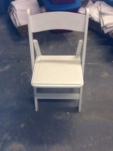 White Color Wood Folding Chair with White Vinyl Padded Seat - Wedding Chair