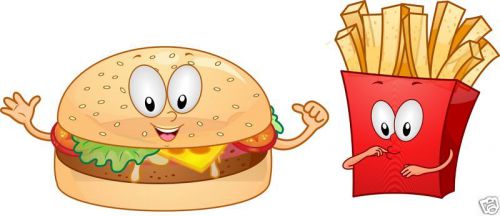 Hamburger Fries Restaurant Concession Food Decals (2)