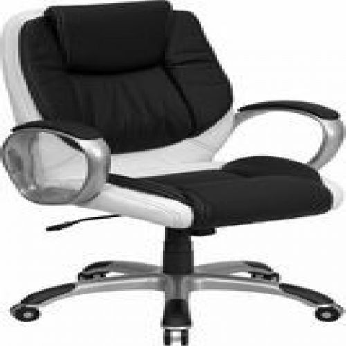 Flash Furniture CH-CX0217M-GG Mid-Back Black and White Leather Executive Swivel