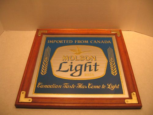 Mirror Bar Wall Sign Advertising Molson Light Beer Wood Frame Canada