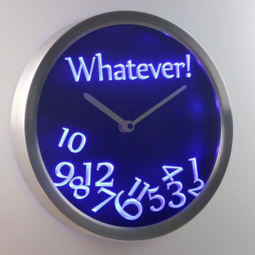 LED Wall Clock What Ever Funny Humor Beer Cafe Bar Restaurant Neon nc0464-b