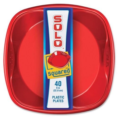 SLOSQP9400005CT Squared Plastic Plates, 9&#034;, 320/CT, Red