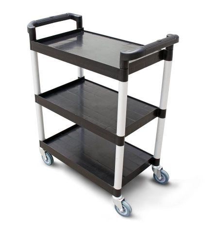 New heavy duty rolling utility cart 3 tier shelving bus push 4&#034; caster wheel 33&#034; for sale