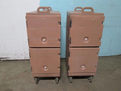 Lot of 2 &#034;cambro&#034; insulated hot/cold 2 doors transportable food carrier/cart for sale