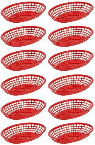 12 red food baskets restaurant quality 9-1/2&#034; x 6&#034; perfect for outdoor picnics for sale
