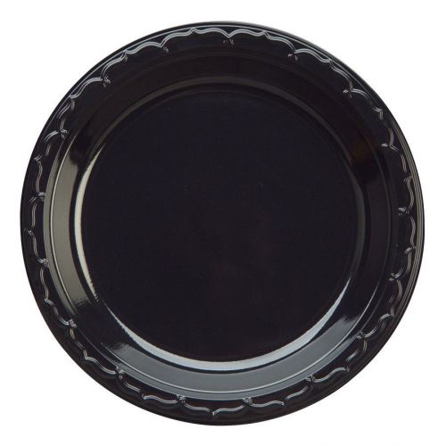 Genpak BLK06 6&#034; Silhouette Heavy Weight Black Plastic Plate 1000 / Case