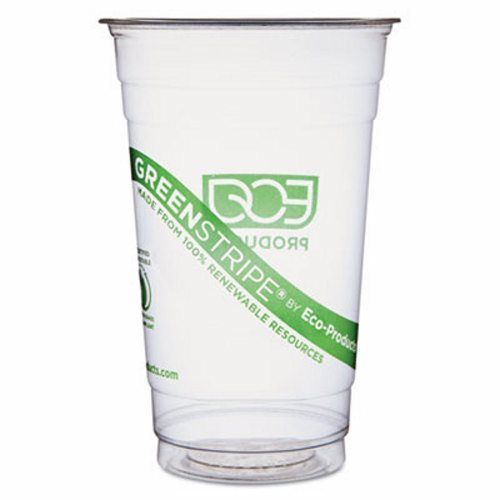 20-oz GreenStripe Compostable Plastic Cold Cup, 1000 Cups (ECP EP-CC20-GS)
