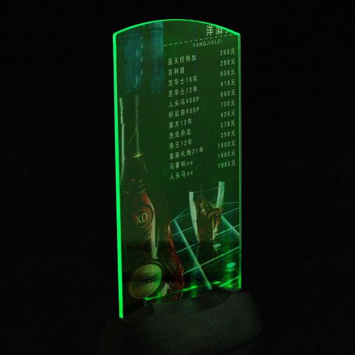 Acrylic flashing led light table menu restaurant card display holder stand  hg for sale