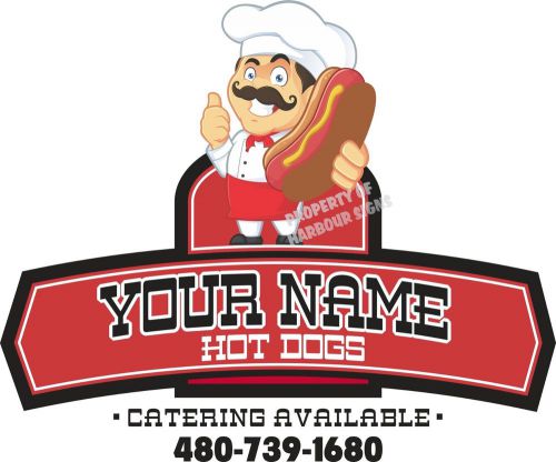 Custom (up to 8 letters) Hot Dogs 24&#034; Decal Concession Restaurant Food Truck