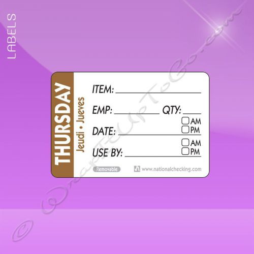 2 X 3 Trilingual Item/Date/Use By Removable Label – Thursday