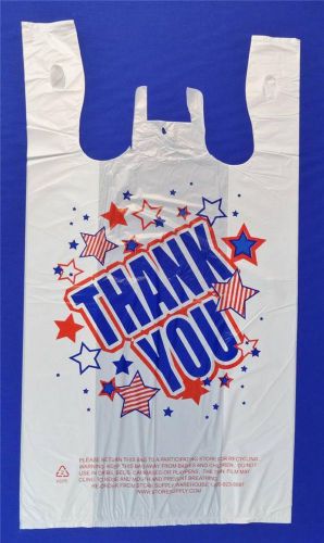 T-Shirt Bags Americana THANK YOU 200 Qty. White Plastic 11.5&#034; x 6&#034; x 21&#034;