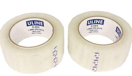 Uline industrial tape 2 rolls s-423 clear shipping 2.0 mil 2” x 110 yards for sale