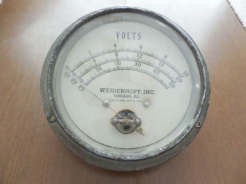Voltmeter, DC Volts Panel Mount,  antique Weidenhoff USA, 8 1/2 &#034;, guaranteed