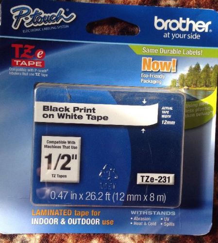 NEW Brother P-touch M-231 Black Print on White Tape
