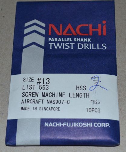 NACHI #13 HSS DRILLS SCREW MACHINE LENGTH-AIRCRAFT &#034;NEW&#034; 10 Pcs