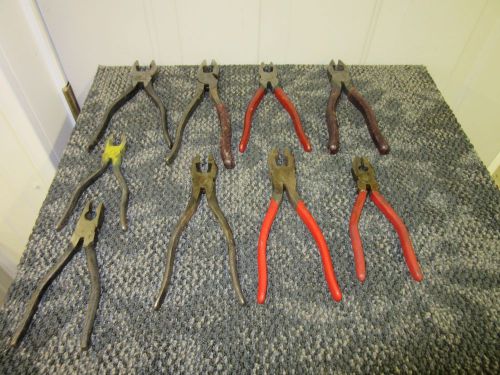 9 LINESMANS PLIERS CUTTERS BOKER KLEIN KAL PRO AMERICA ELECTRICAL TOOL USED