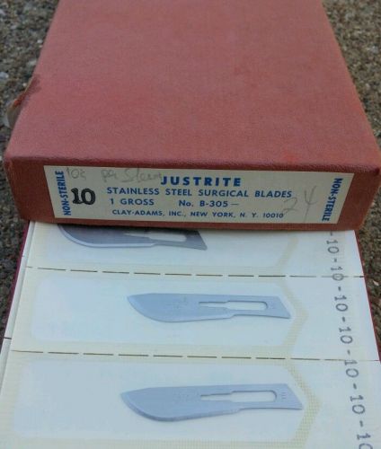 168 VINTAGE Surgical Blades JUSTRITE Clay Adams #10 #11 #15 Stainless Steel RARE