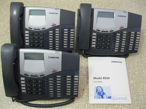 INTER-TEL 8520 Phone  LOT OF 3 With Expansion Module Model 550.8520. +Manual
