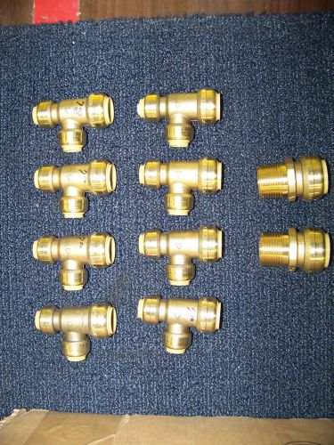 Sharkbite brass couplings 10 pcs. 3/4&#034; cupc asse 1061 tee and male adapter new for sale