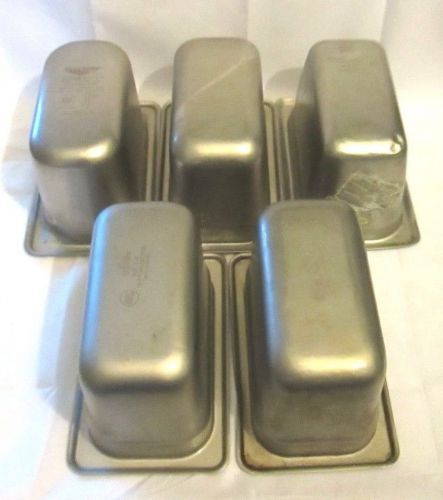 Lot of 5 Used Steam Table Pan, 1/9 Ninth Size 4&#034; Deep,S/S, Anti-Jamming(NSF)
