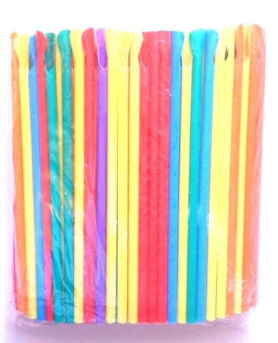 200 SPOON STRAWS, Multi Colored Plastic Straws great for Shaved Ice Snow Cones