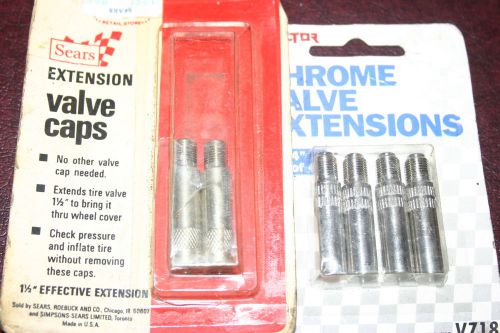 Victor automotive v718 1-1/4 chrome tire valve extensions + vintage sears 1 1/2&#034; for sale