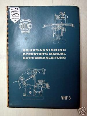 Abene Operators Manual for VHF 3 Milling Machine (Inv.18049)