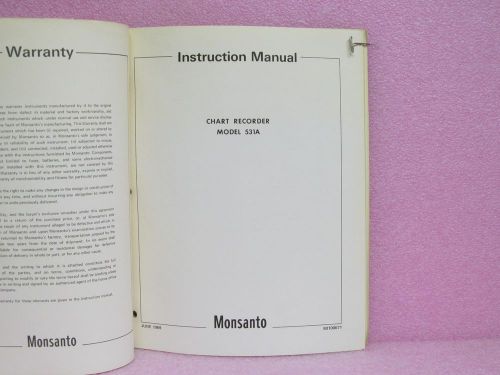 Monsanto Manual 531A Strip Chart Recorder Instruction Manual w/Schematics (6/69)
