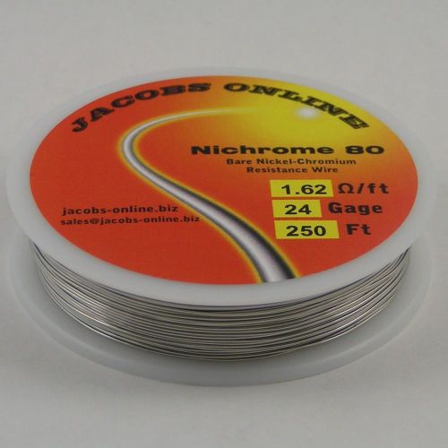 Nichrome 80 resistance wire (nichrome v, chromel a), 24 gauge, 250 feet for sale