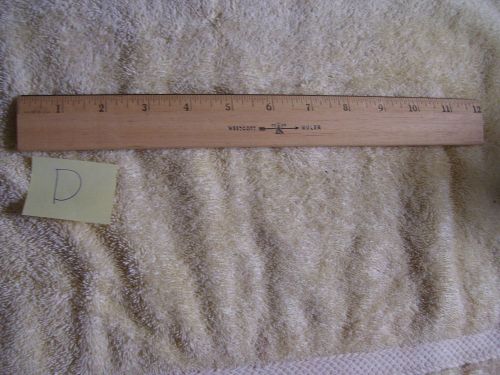Vintage WESTCOTT RULER 12&#034; WOOD Metal Edge MADE IN USA No Part No. EUC SID # D