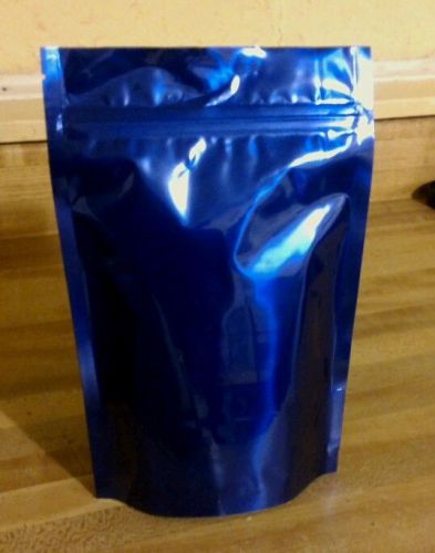 100 6x9 Ziplock / Stand Up Pouches Bags (SUP) 8 oz, Cobalt Blue MET FOIL