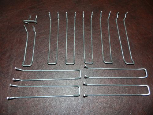 Lot of 11 metal closed double peg board hooks slat wall crafts workbench tools for sale