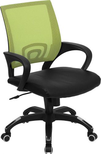 Mid-Back Green Mesh Chair with Leather Seat (MF-CP-B176A01-GREEN-GG)