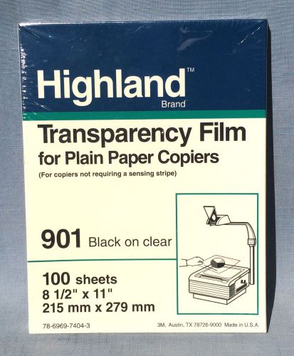 3M Highland Transparency Film 901 For Plain Paper Copiers 100 Sheets W/O Stripe