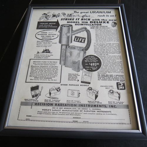 Framed 1955 Ad: Scintillator 111B Scintillation Counter (8.5&#034; x 11&#034; Picture/Art)