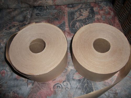 2 ROLLS - 3&#034;  Water Activated NATURAL TAN KRAFT PAPER TAPE*FREE SHIPPING**