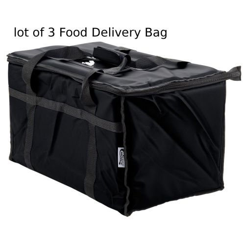 Lot of 3 black nylon insulated food delivery bag / pan carrier for sale