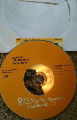 Microsoft Office Professional Academic 2010 w/ Product Key -- 180 DAY TRIAL