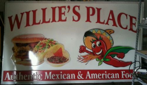 Restaurant Sign &#034;Willie&#039;s Place&#034; Authentic Mexican And American Food