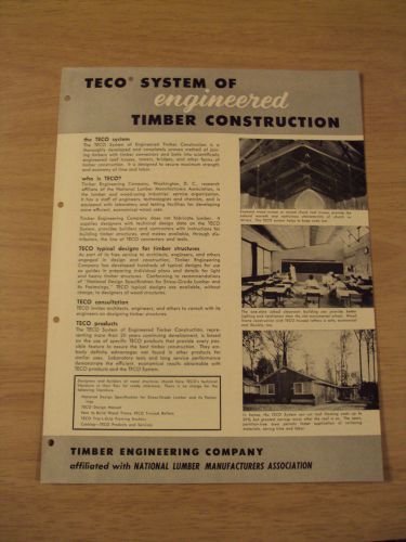 VTG 1950&#039;s Home BUILDING Supply BROCHURE~TIMBER Engineering COMPANY~TECO~