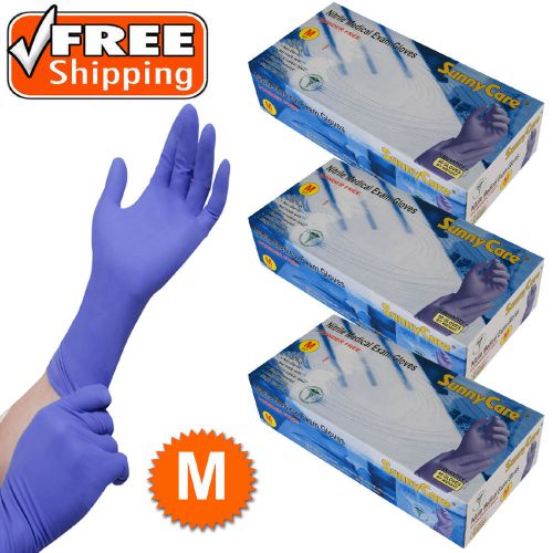 3Boxes Nitrile Exam Glove High Risk Heavy Duty 8mil Blue 12&#034; Extended Cuff   --M
