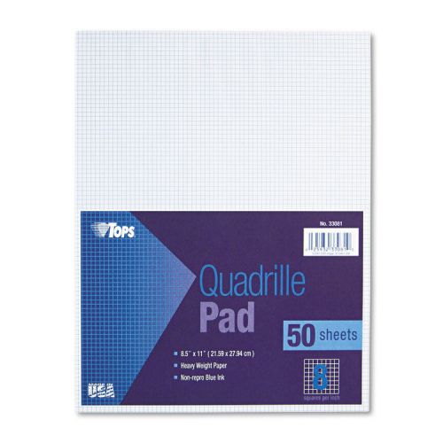 Quadrille Pads, 8 Squares/inch, 8-1/2 x 11, White, 50 Sheets