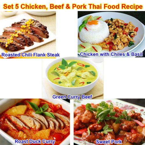 Set 5 Delicious Chicken Beef Pork Thai Food Recipe Asian Dishes Cooking Homemade