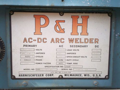 P&amp;H 208/240V Arc Welder
