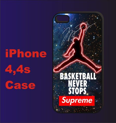 Galaxy Air Jordan Basketball Never Stops Supreme Black Cover iPhone 4 4s Case
