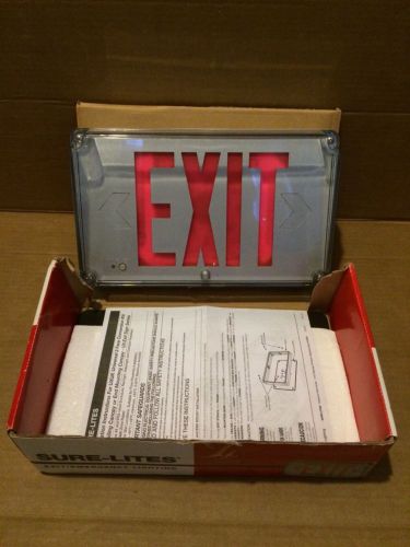 Exit / Emergency Lighting Sign, Silver Die-Cast Aluminum, WET AREA OK, SHIP FAST