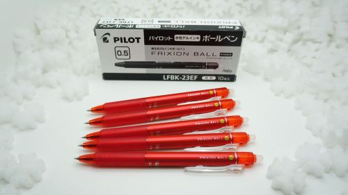 5 piece pilot frixion ball clicker ball point pen lfbk-23ef (0.5mm) red for sale