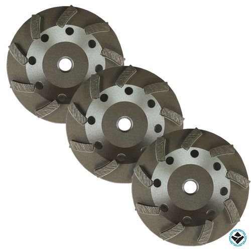 (3 PACK) 4.5&#034; Turbo Concrete Grinding Cup Wheel 9 Segs 5/8-11 Thread