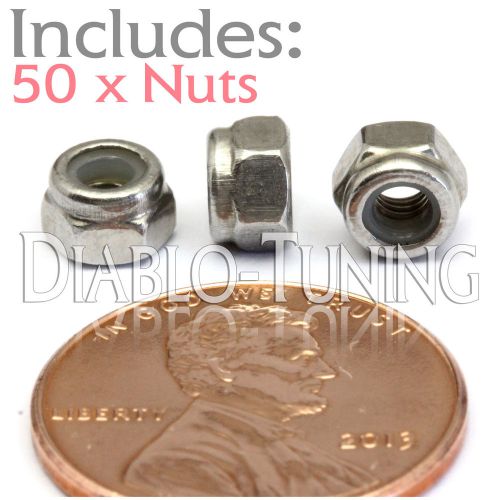 M3-0.5 / 3mm - Qty 50 - Nylon Insert Hex Lock Nut DIN 985 - A2 Stainless Steel