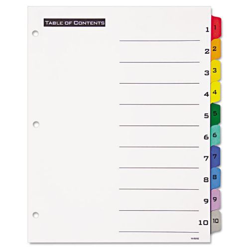 Office Essentials Table &#039;N Tabs Dividers, 10 Multicolor Tabs, 1-10, Letter, Set
